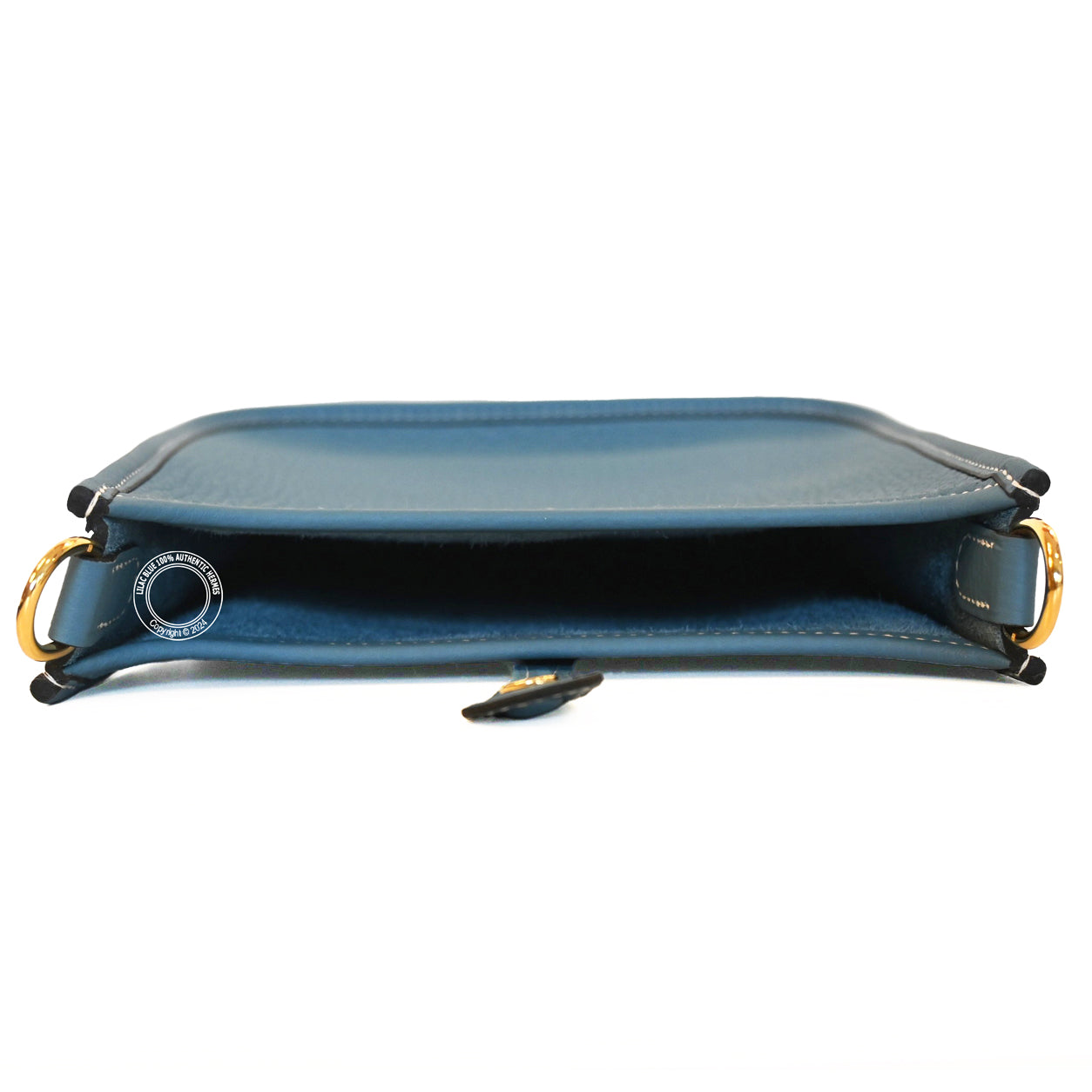 Hermès Evelyne 16cm Blue Jean Clemence GHW