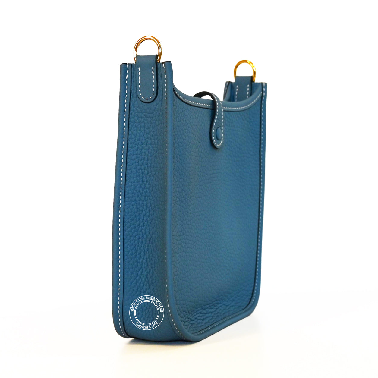 Hermès Evelyne 16cm Blue Jean Clemence GHW