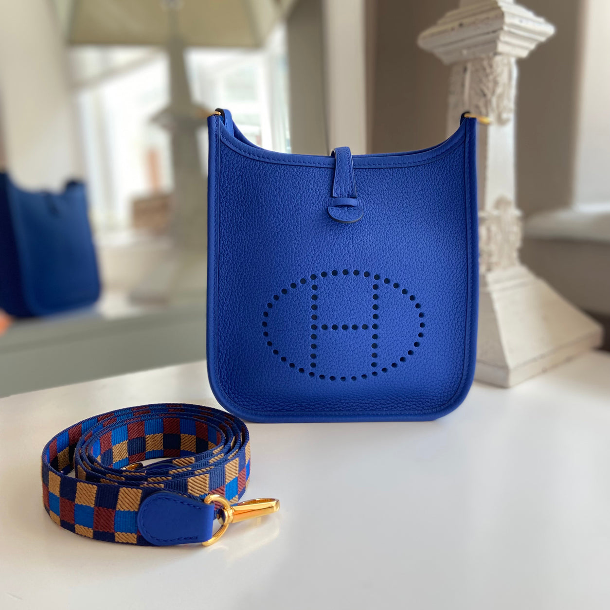 Hermes Evelyne 16cm Bleu Royal Mini Clemence GHW