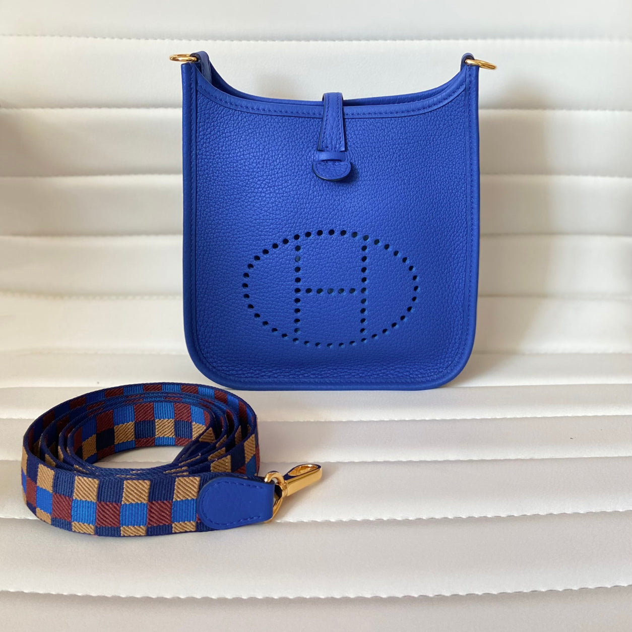 Hermes Evelyne 16cm Bleu Royal Mini Clemence GHW