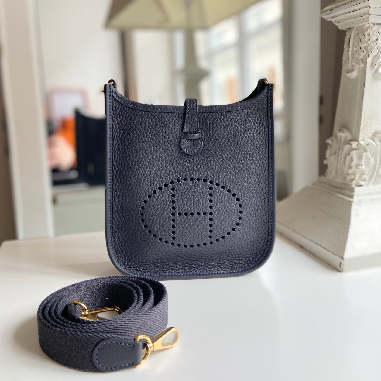 Hermès Evelyne 16cm Caban Clemence GHW