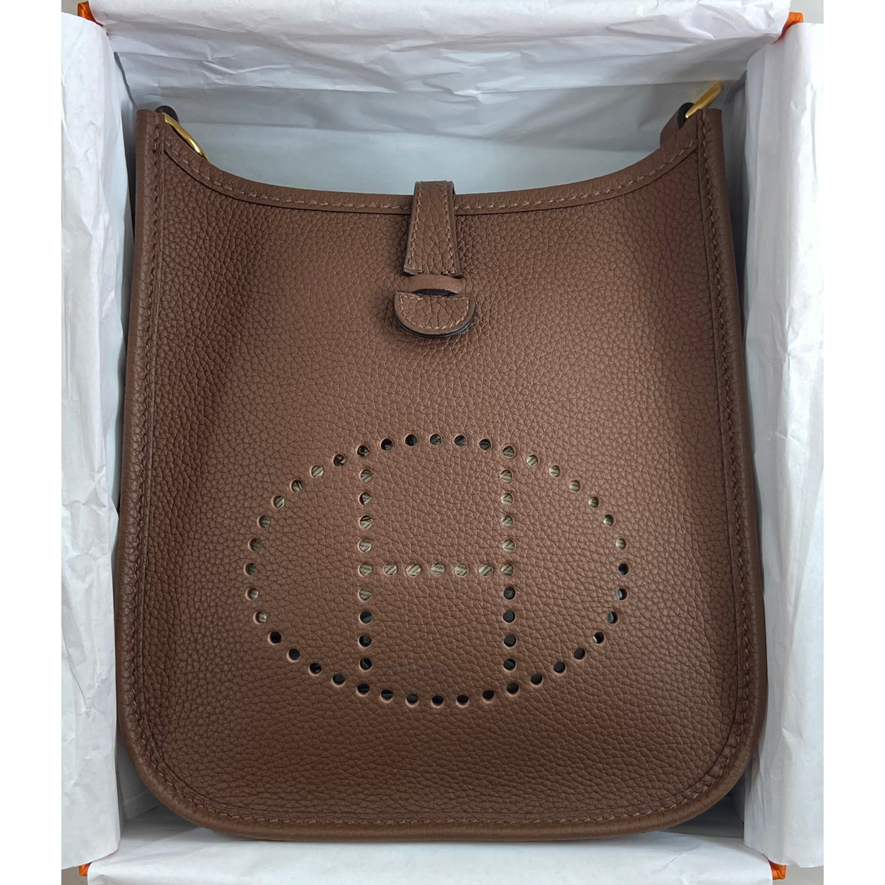 Hermes Evelyne 16cm Cacao Mini Clemence GHW
