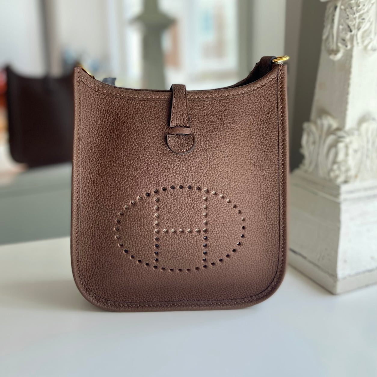 Hermes Evelyne 16cm Cacao Mini Clemence GHW