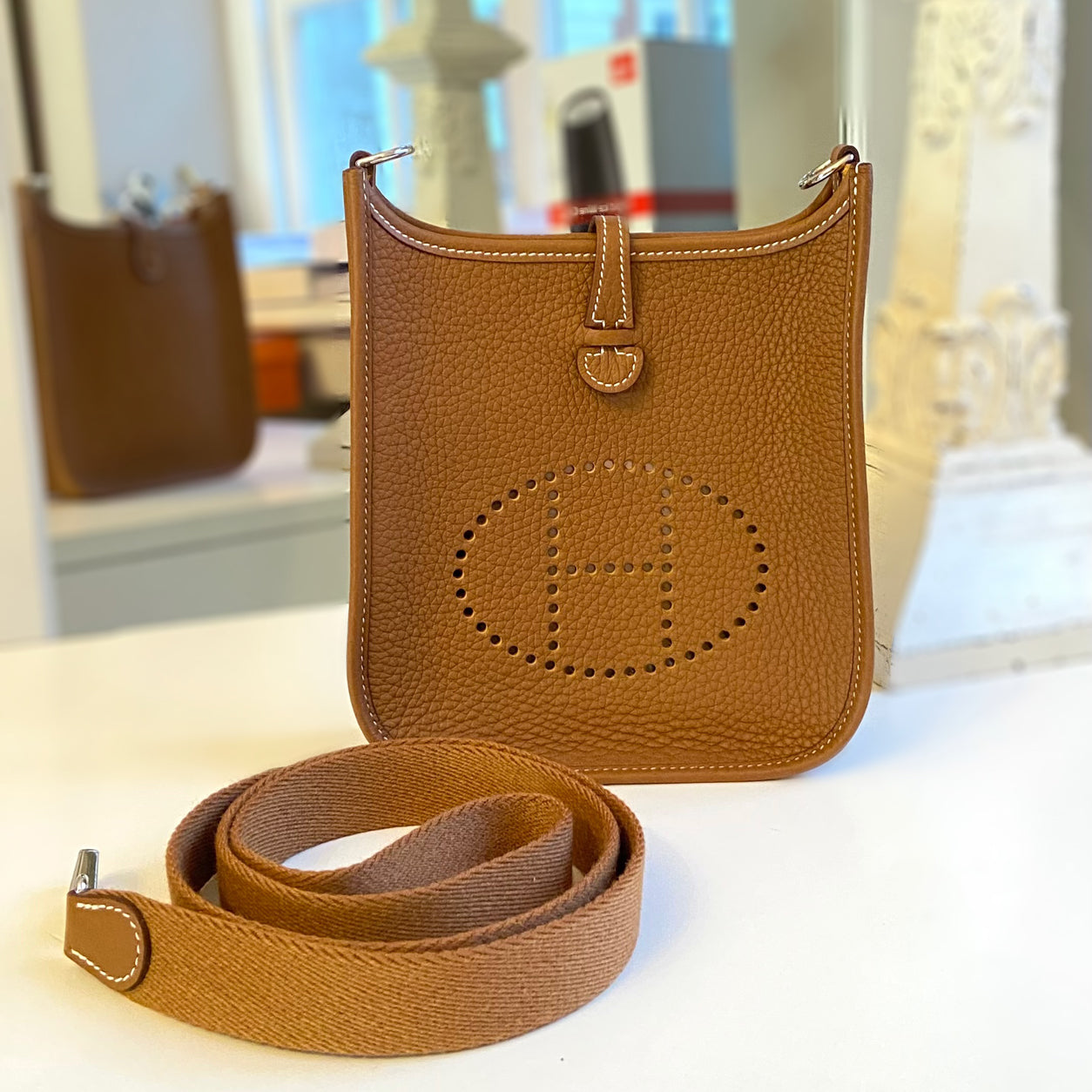 Hermes Evelyne 16cm Gold Clemence PHW