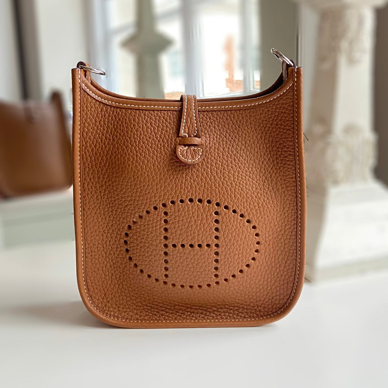 Hermes Evelyne 16cm Gold Clemence PHW