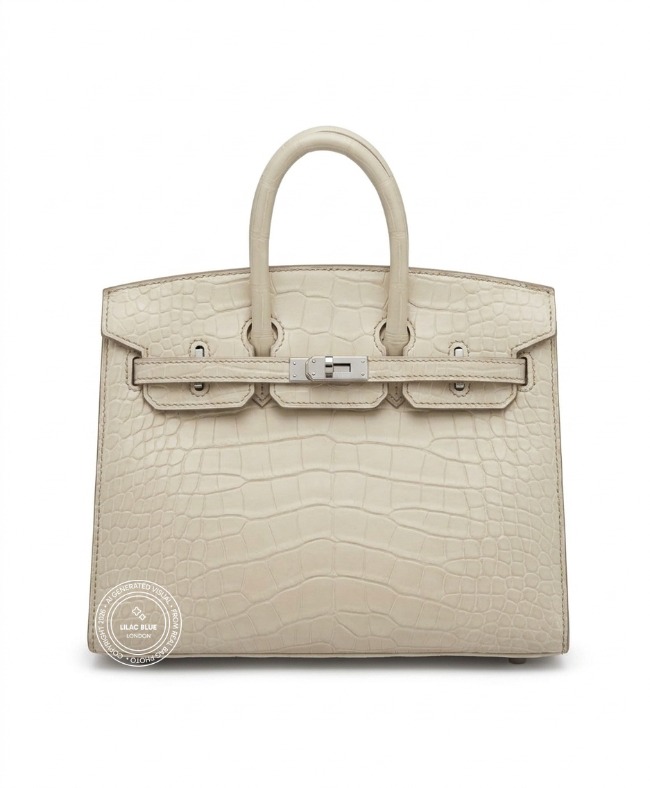 Hermès Birkin 20cm Beton Matte Croc PHW