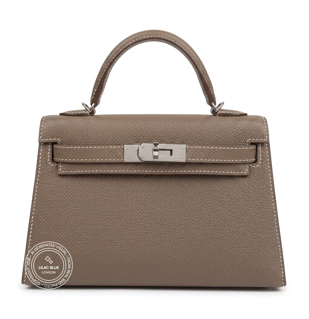 Hermès Kelly 20cm Etoupe Epsom PHW - Preloved