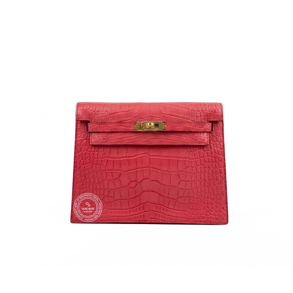 Hermès Kelly Danse 22cm Bougainvillea Matte Croc GHW