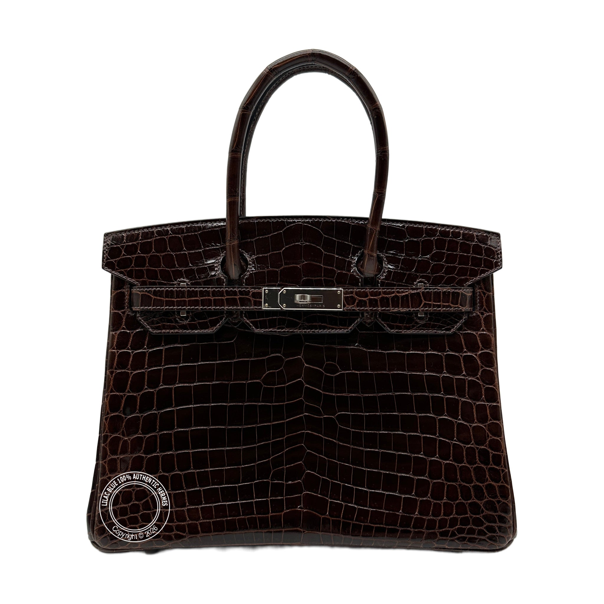 Hermès Birkin 30 Havana Shiny Niloticus Palladium Hardware — view 2