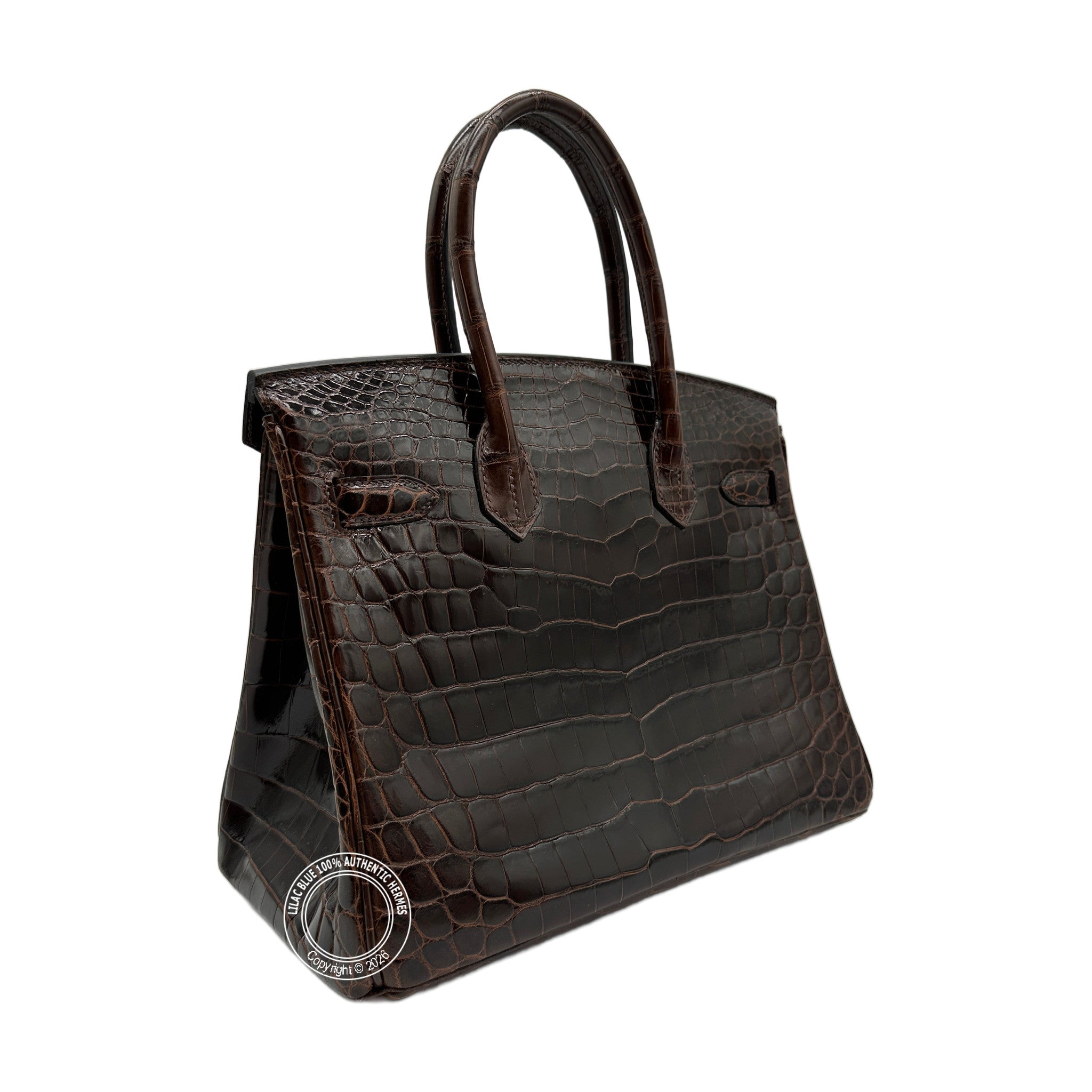 Hermès Birkin 30 Havana Shiny Niloticus Palladium Hardware — view 5