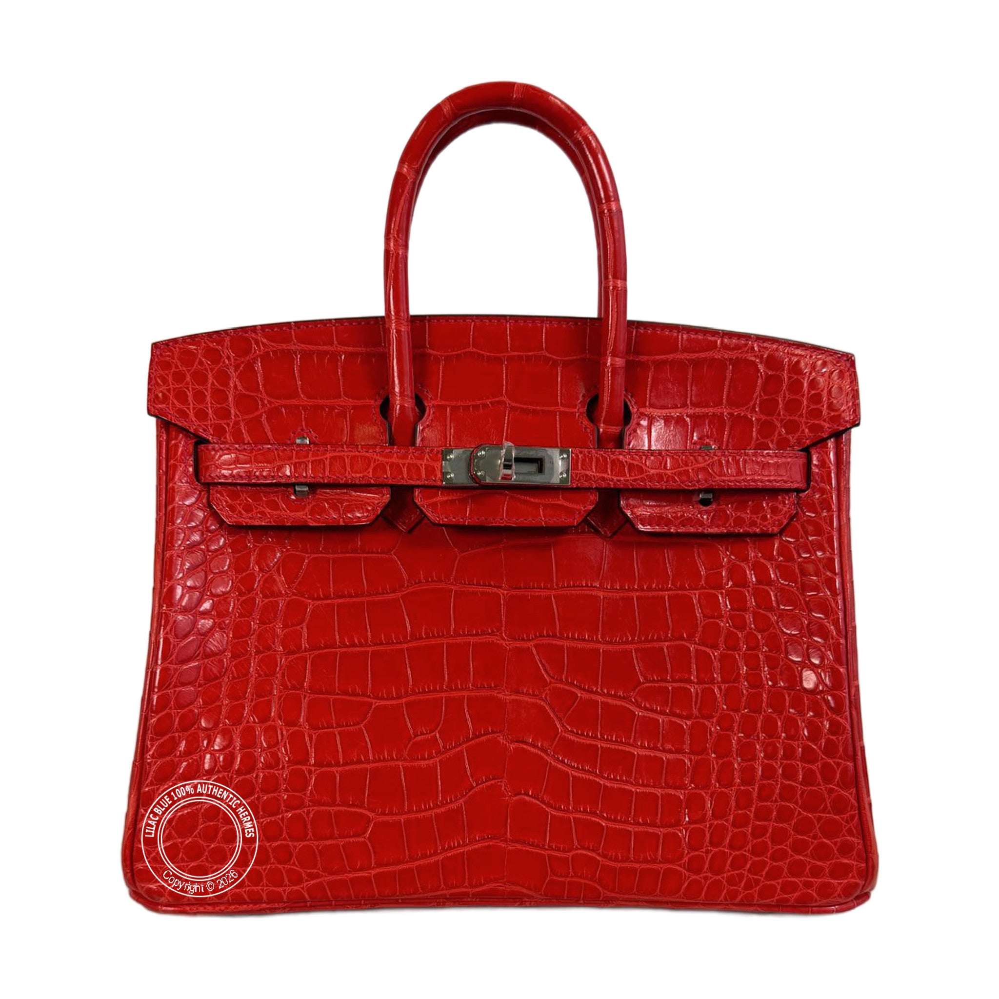 Hermès Birkin 25 Geranium Matte Alligator Palladium Hardware