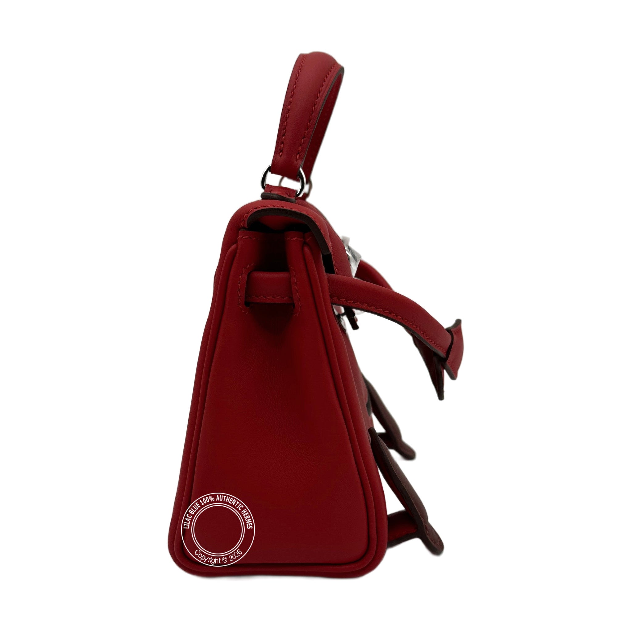 Hermès Kelly Doll Rouge Radieux Swift Palladium Hardware — view 5