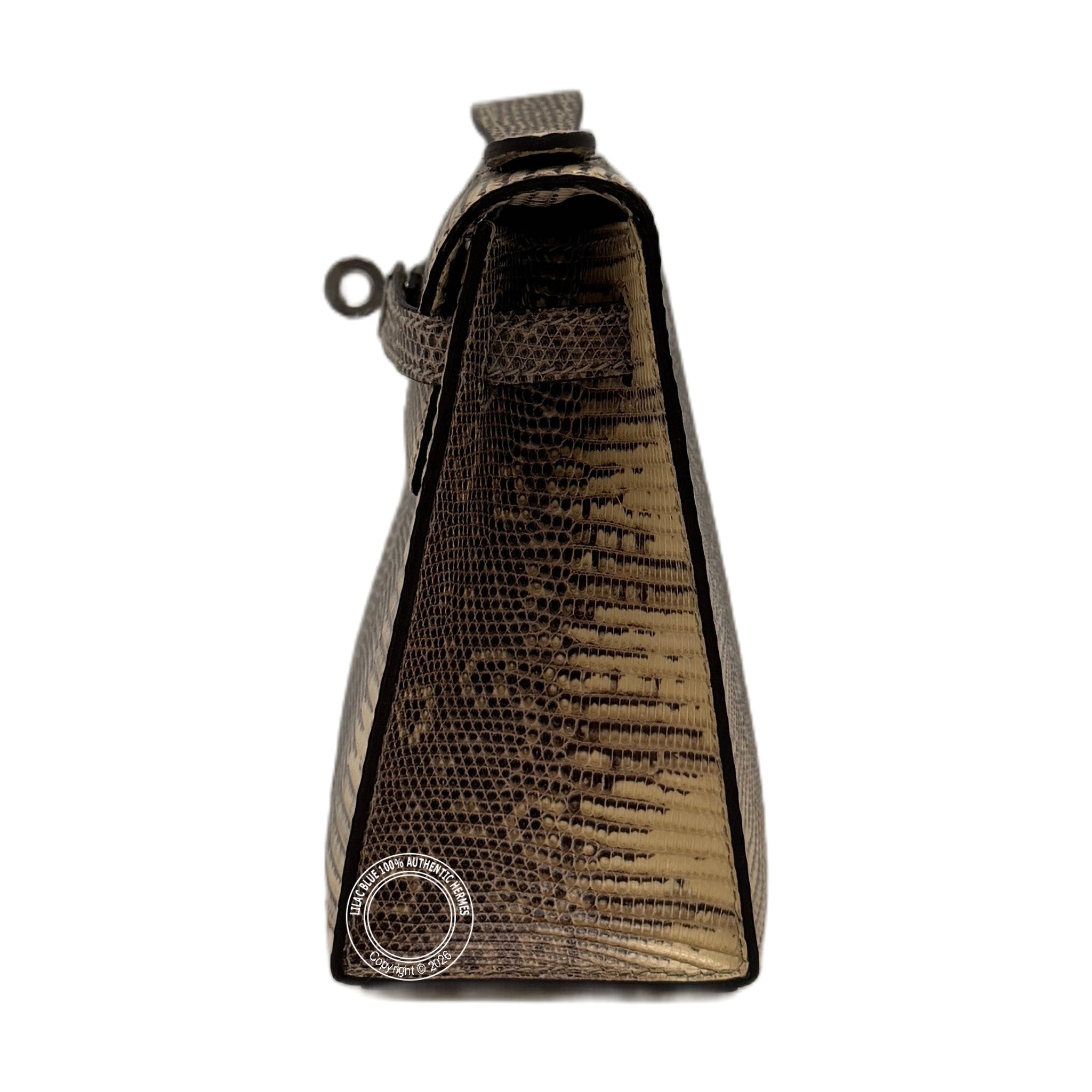 Hermès Kelly Pochette Ombre Lizard Ombre Palladium Hardware — view 7