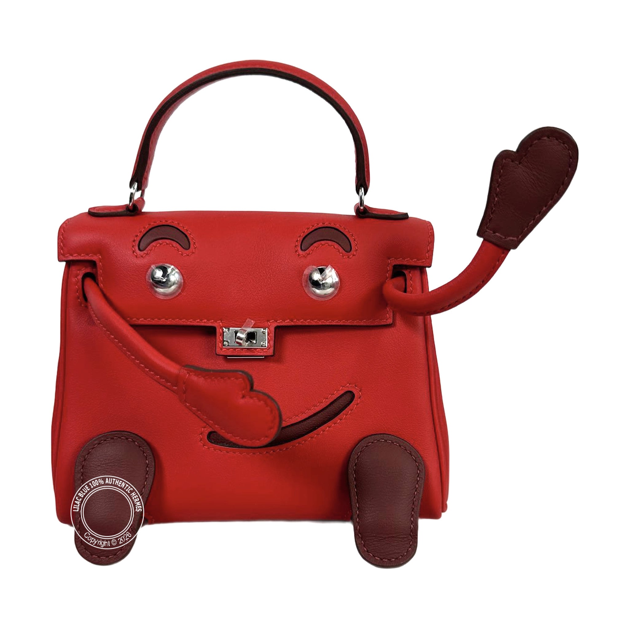 Hermès Kelly Doll Rouge Radieux Swift Palladium Hardware