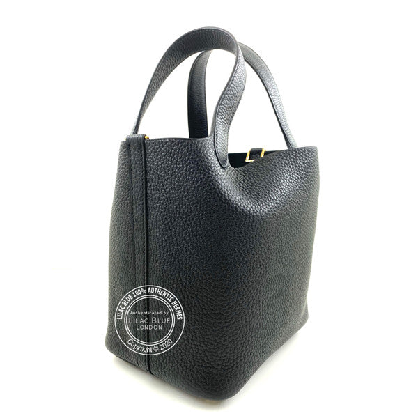 Hermes Picotin 18cm Black Clemence GHW