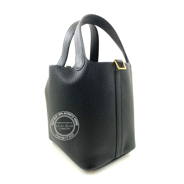 Hermes Picotin 18cm Black Clemence GHW
