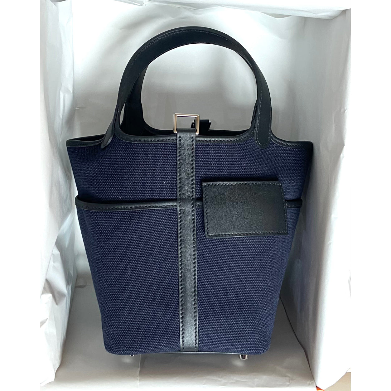 Hermès Picotin 18cm Bleu Marine/Black Cargo Toile/Swift PHW
