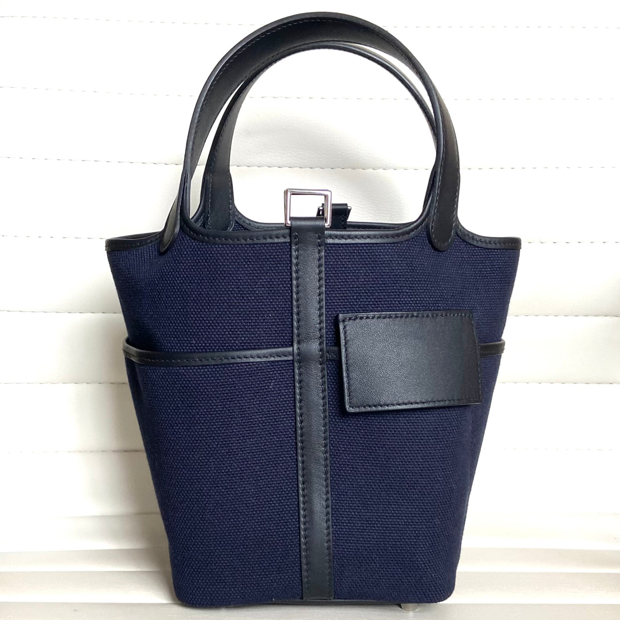 Hermès Picotin 18cm Bleu Marine/Black Cargo Toile/Swift PHW
