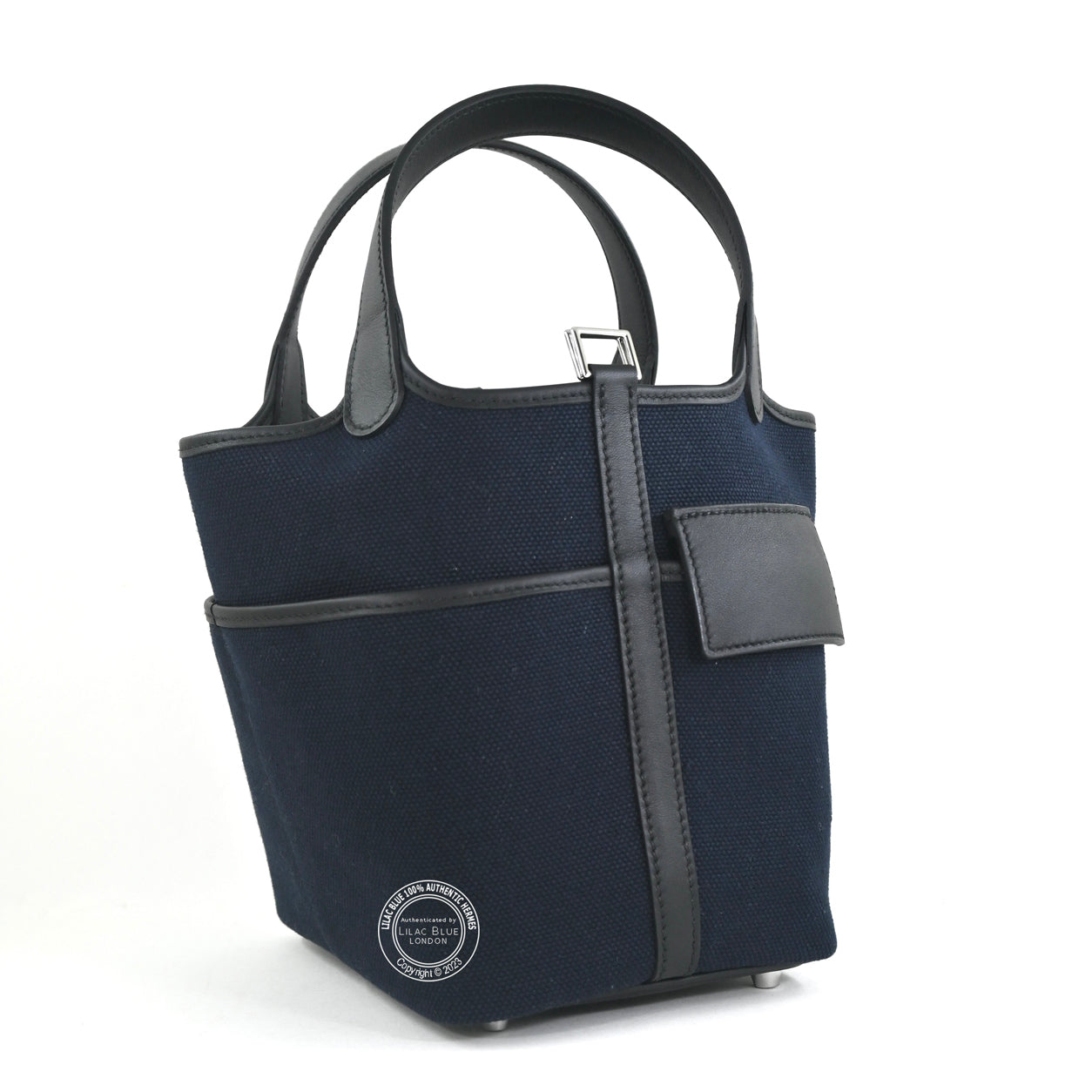 Hermès Picotin 18cm Bleu Marine/Black Cargo Toile/Swift PHW