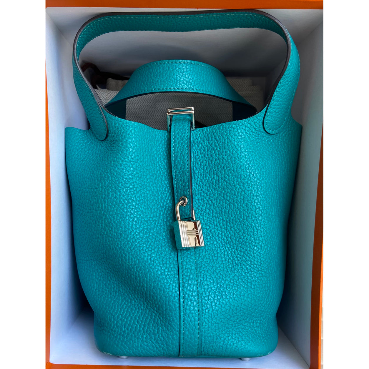 Hermès Picotin 18cm Bleu Paon Clemence PHW - Preloved