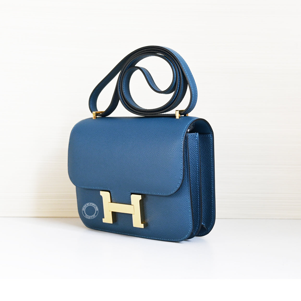 Hermes Constance 18cm Bleu Thalassa Epsom GHW