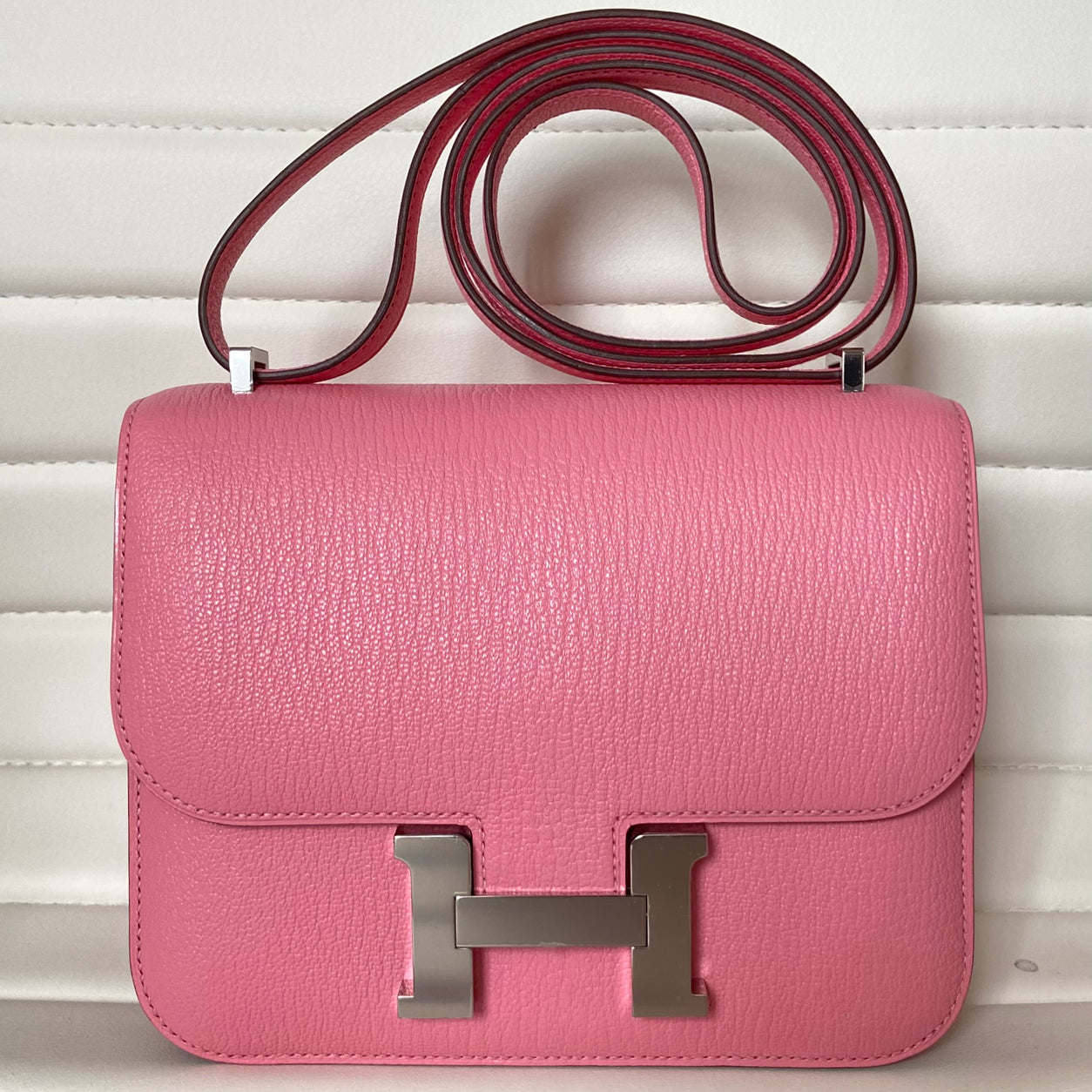 Hermes Constance 18cm Verso Rose Confetti/Sanguine Chevre PHW