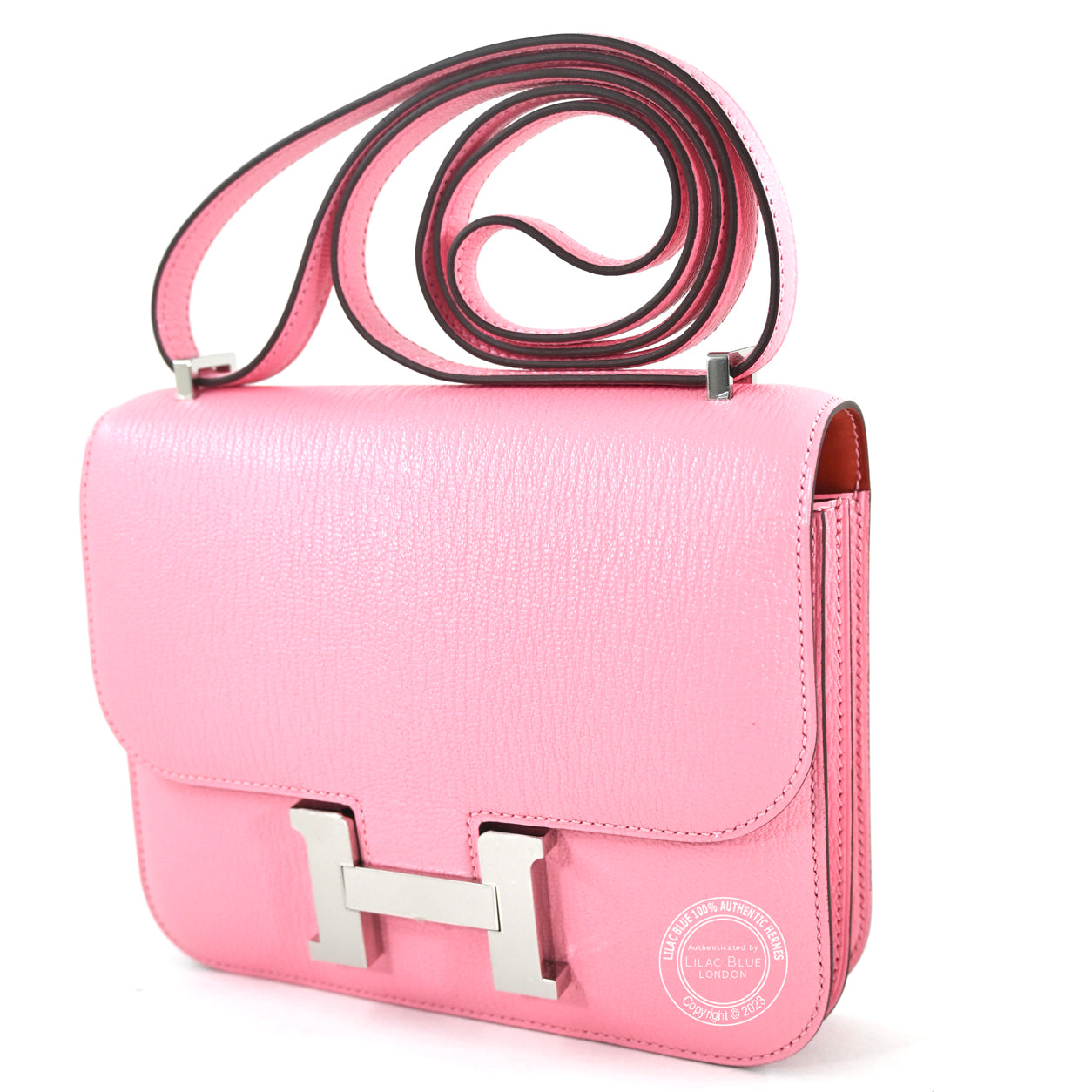 Hermes Constance 18cm Verso Rose Confetti/Sanguine Chevre PHW