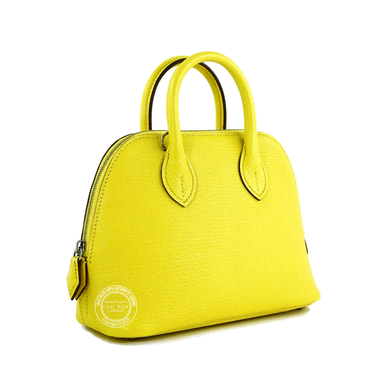 Hermès Bolide 1923 19cm Jaune Citron Chevre PHW