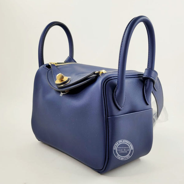 Hermès Lindy 20cm Bleu Saphir Swift GHW