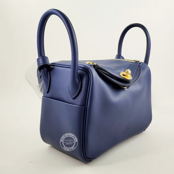 Hermès Lindy 20cm Bleu Saphir Swift GHW
