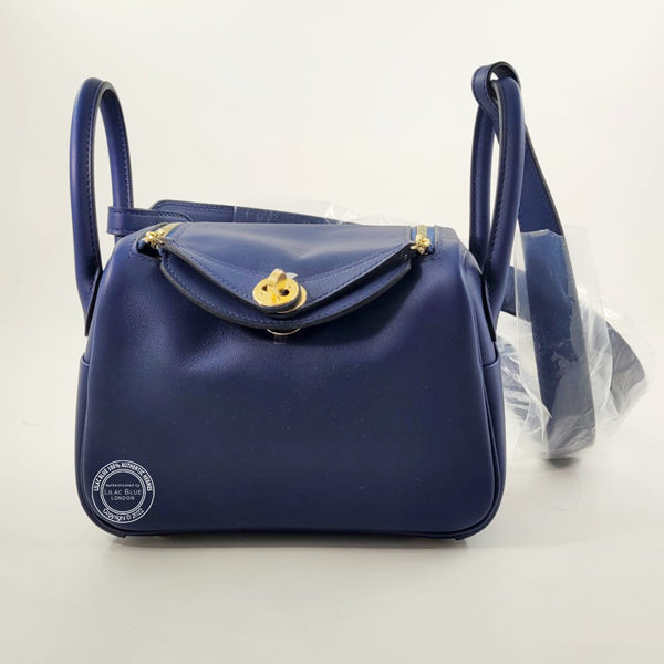Hermès Lindy 20cm Bleu Saphir Swift GHW