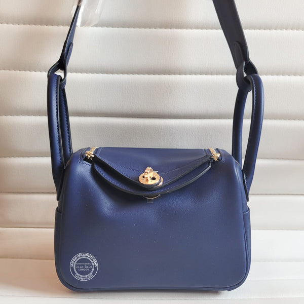 Hermès Lindy 20cm Bleu Saphir Swift GHW