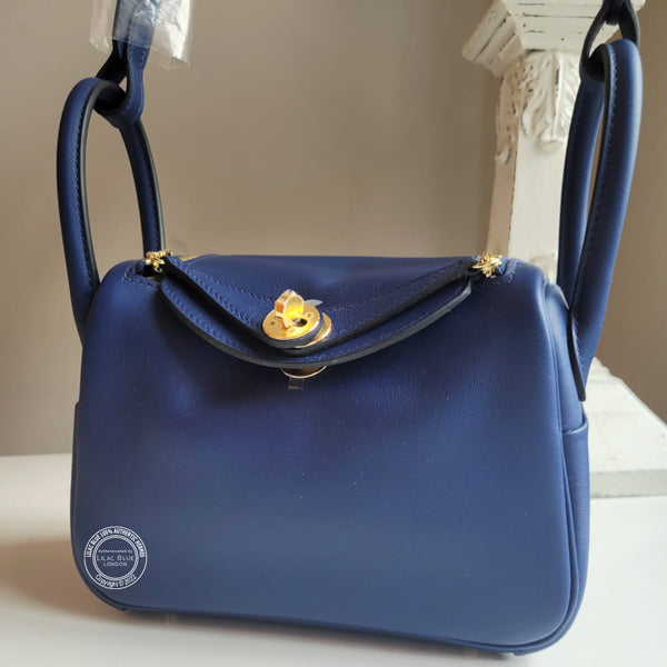Hermès Lindy 20cm Bleu Saphir Swift GHW