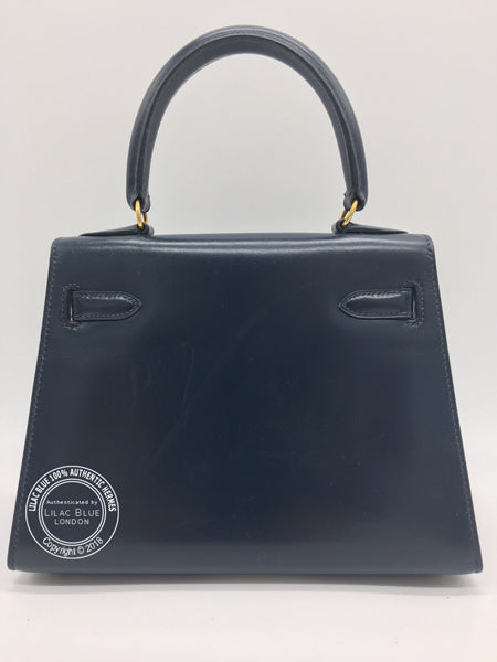 Hermès Kelly 20cm Blue Box, GHW - Vintage
