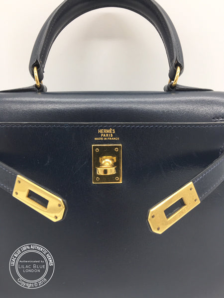 Hermès Kelly 20cm Blue Box, GHW - Vintage
