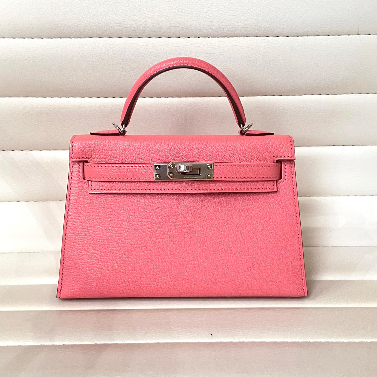 Hermès Kelly 20cm Rose d'Ete Chevre PHW