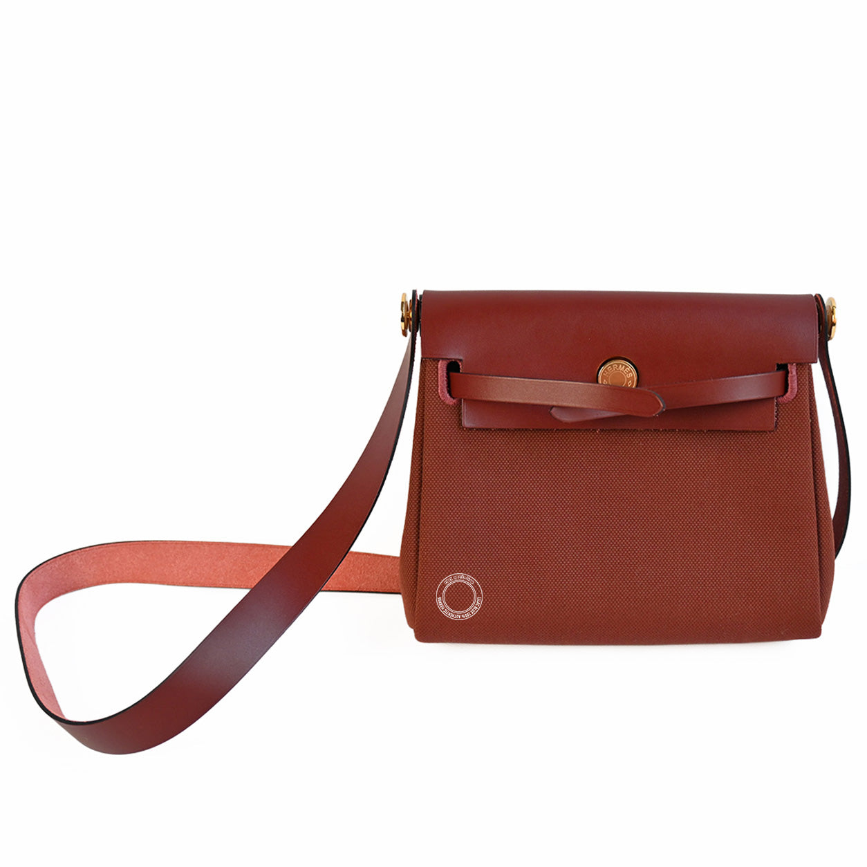 Hermès Herbag 20cm Rouge H Militaire Canvas & Hunter GHW