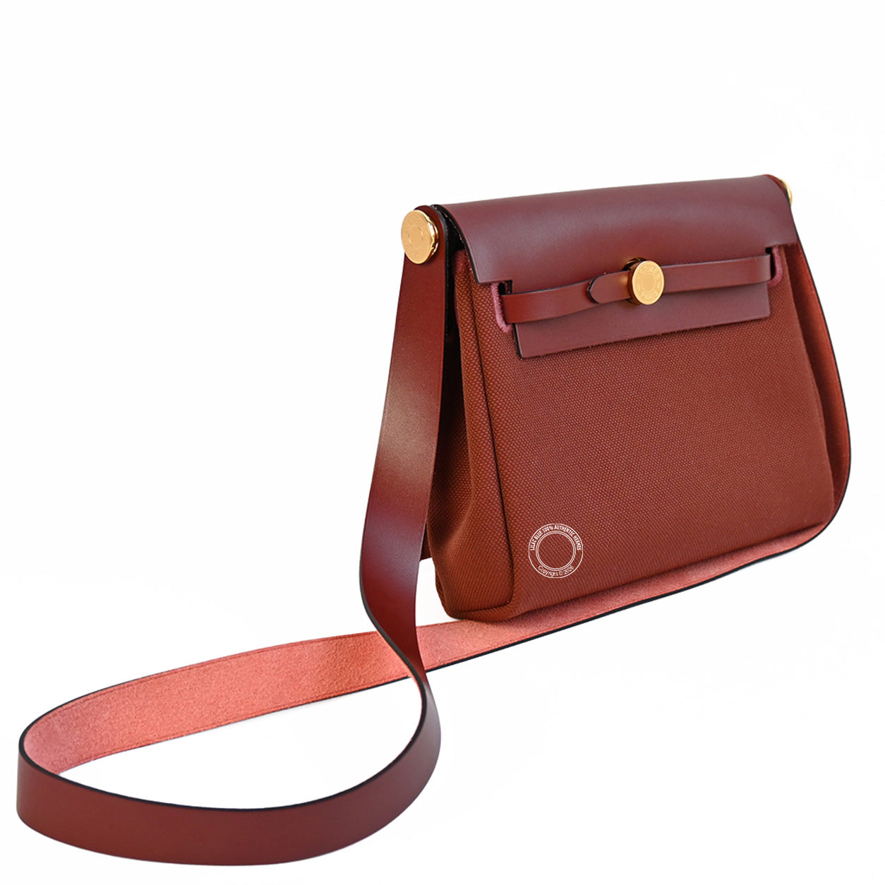 Hermès Herbag 20cm Rouge H Militaire Canvas & Hunter GHW