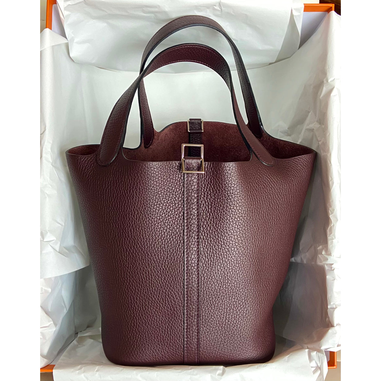 Hermès Picotin 22cm Rouge Sellier Clemence PHW