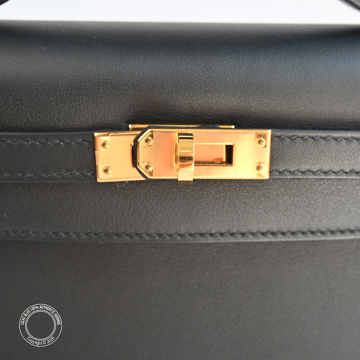 Hermès Kelly 22cm Black Pochette Swift GHW