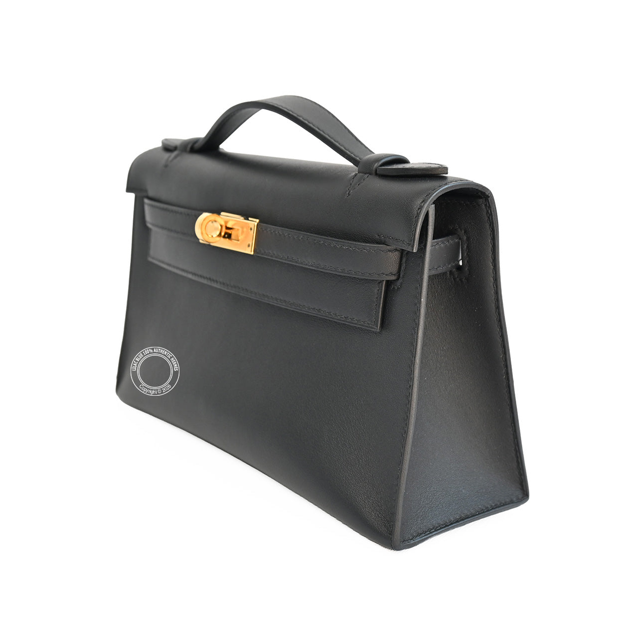 Hermès Kelly 22cm Black Pochette Swift GHW