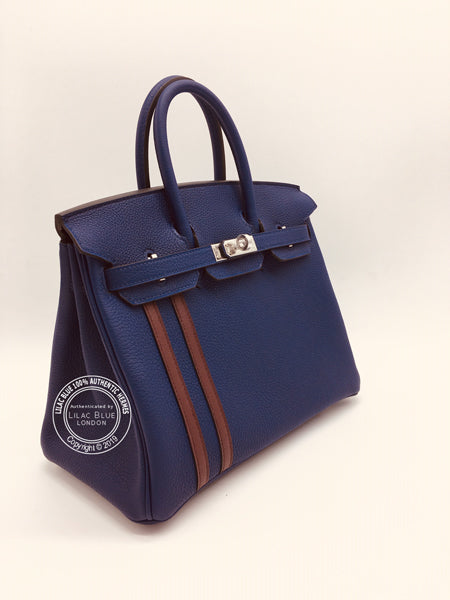 Hermès Birkin 25cm Bleu Encre/Bordeaux Officier Togo/Swift PHW