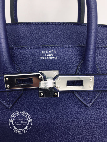 Hermès Birkin 25cm Bleu Encre/Bordeaux Officier Togo/Swift PHW