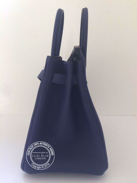 Hermès Birkin 25cm Bleu Encre/Bordeaux Officier Togo/Swift PHW