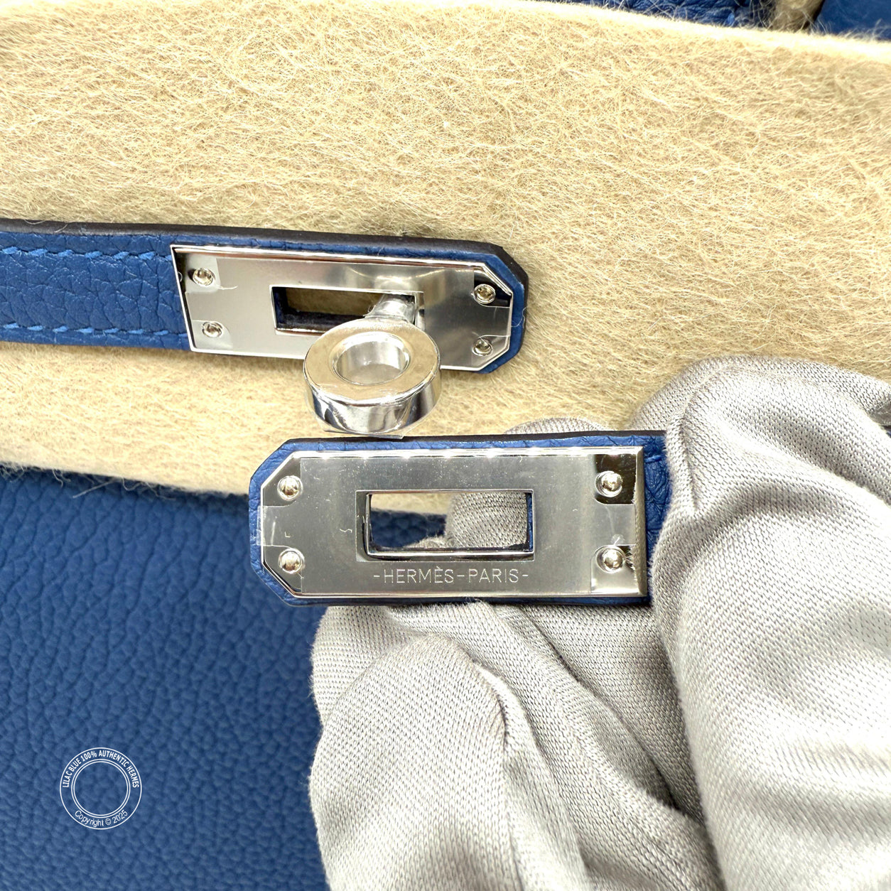 Hermes Birkin 25cm Bleu Tie Togo PHW