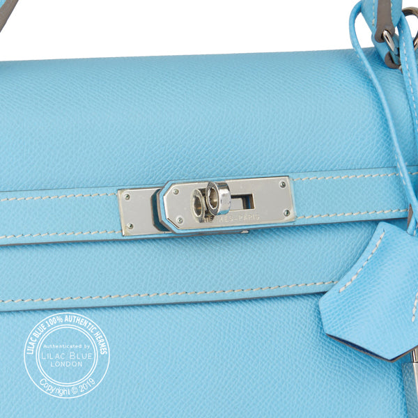 Hermès Kelly 25cm Celeste/Mykonos Candy Epsom PHW - Preloved