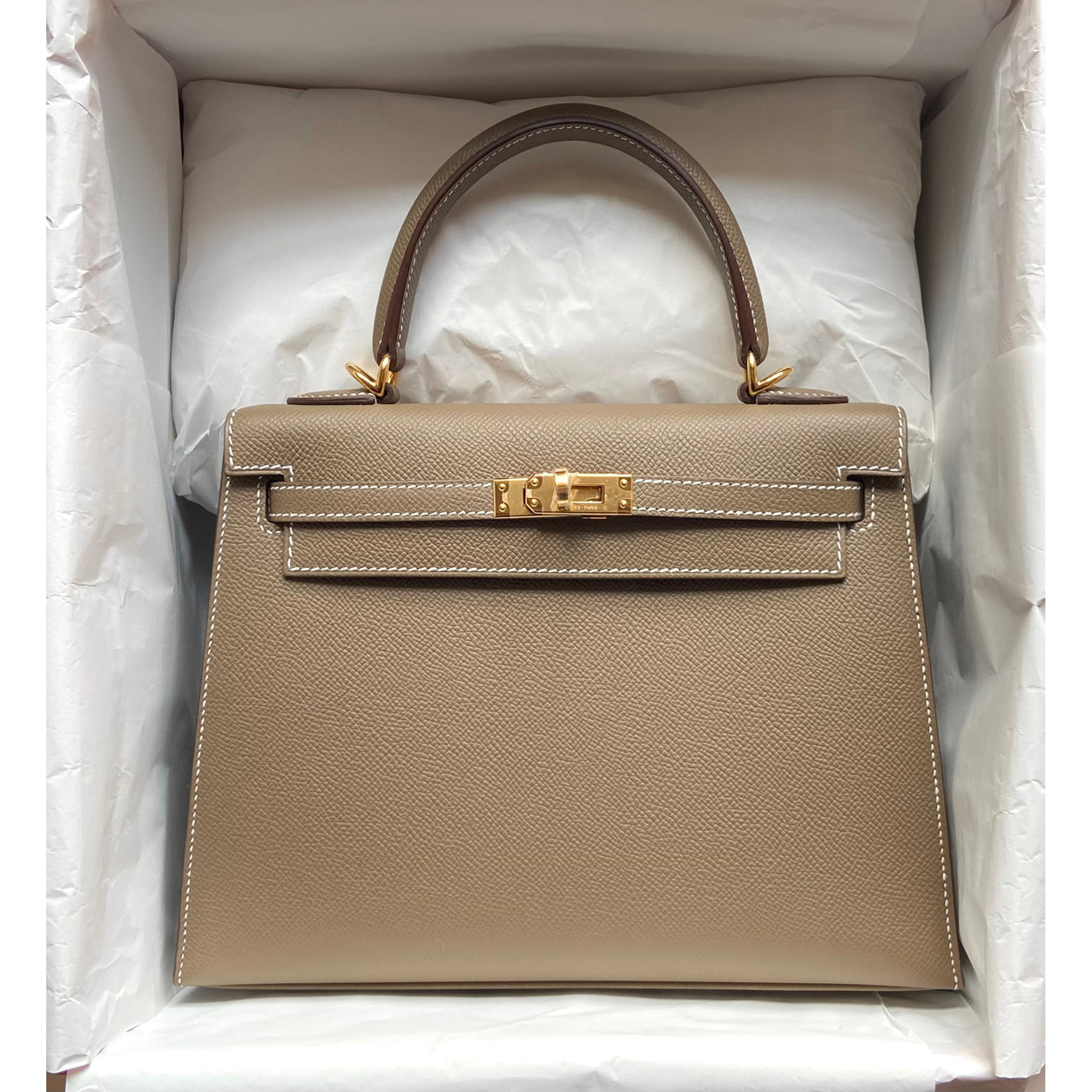 Hermès Kelly 25cm Etoupe Epsom GHW