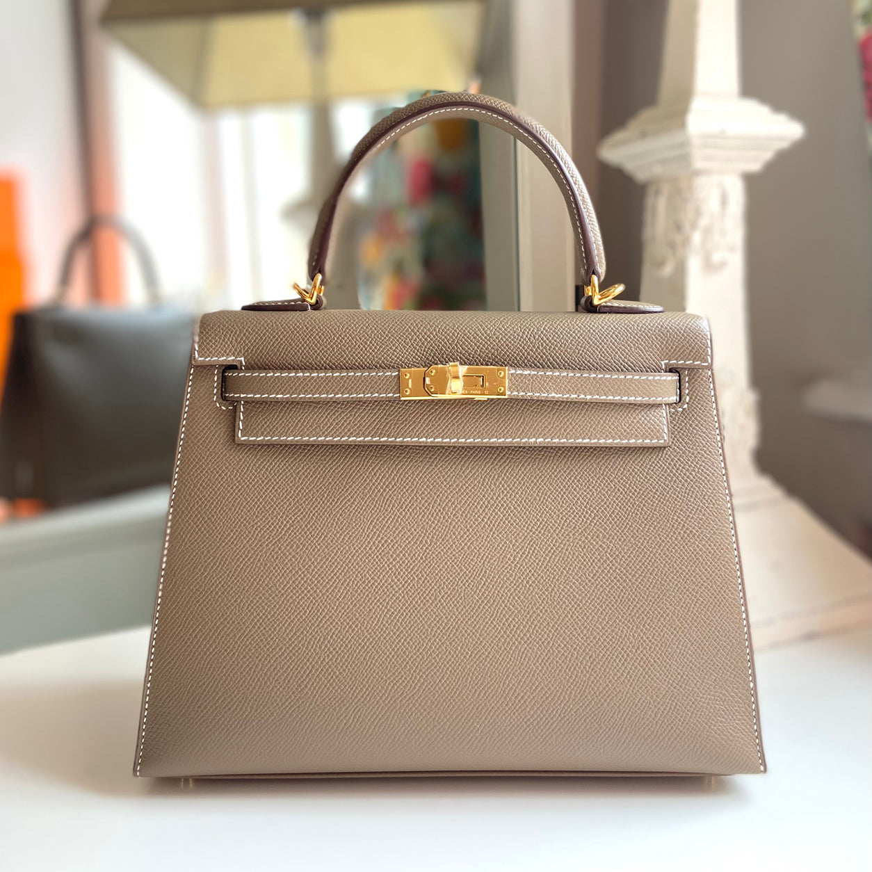 Hermès Kelly 25cm Etoupe Epsom GHW