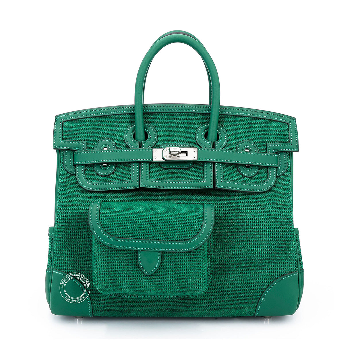 Hermès Birkin 25cm Vert Moyen Cargo Swift/Toile PHW
