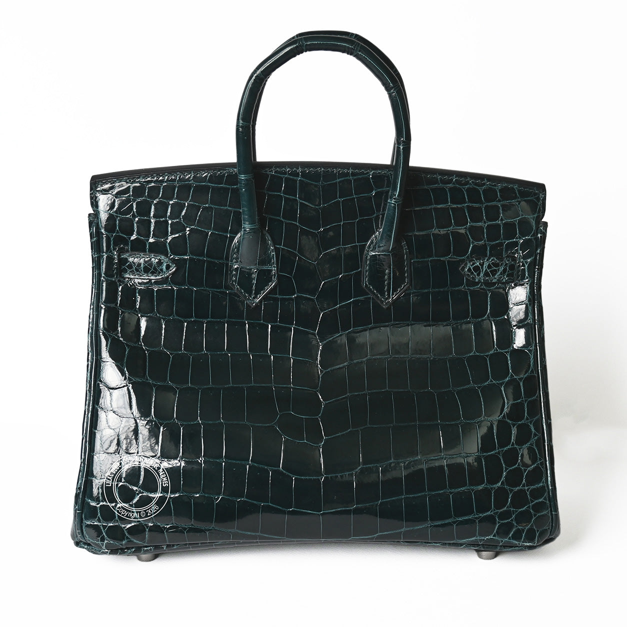 Hermes Birkin 25cm Vert Cypress Shiny Croc PHW
